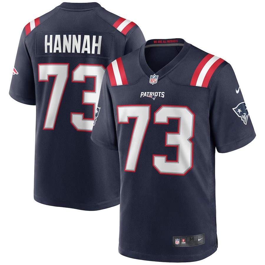 Men New England Patriots #73 John Hannah Nike Navy Game Retired Player NFL Jersey